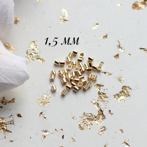 Кримпы позолоченные, набор 1 гр, диаметр 1,5 мм, КТ043