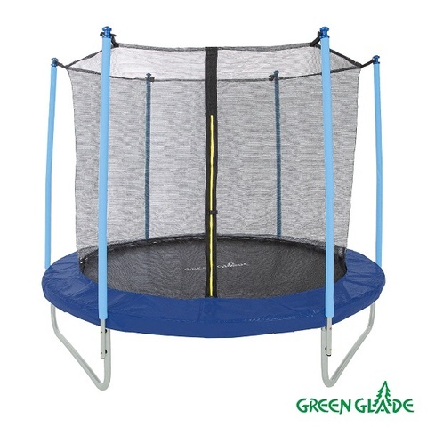 Батут Green Glade с сеткой 8-футовый, 3 ножки, 6 стоек, без верхнего кольца, 244х200см