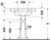 4387000301 Duravit 1930 Duravit 1930 Раковина с перел., и 3 отв. под смес., 70х50х Н: 20.5см, Цвет: Белый с покрытием WonderGliss