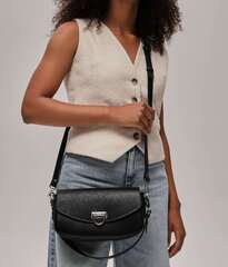 Сумка кожаная на плечо багет черный лори