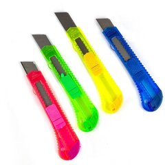 
          Нож канцелярский Alingar, 18 мм, с механической фиксацией лезвия, пластик. корпус, ассорти, неон, пакет с европодвесом