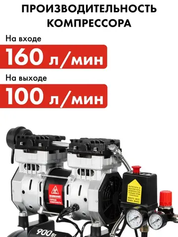 Компрессор поршневой безмасляный QUATTRO ELEMENTI PACIFIC-24 (160 л/мин, 24л, 1,2 л.с, 8 б (911-475)