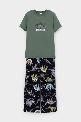 пижама  для мальчика  К 1599/зеленый мох,цветные динозавры
