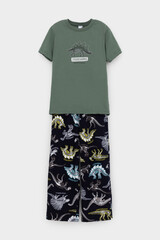 пижама  для мальчика  К 1599/зеленый мох,цветные динозавры