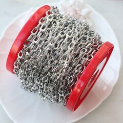 Цепочка с двойным звеном 20*8 мм, родий, 50 см, А044