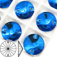 Стразы пришивные Rivoli, Риволи, Круг, Capri Blue,  Капри Блю, небесно-синий купить оптом на StrazOK.ru