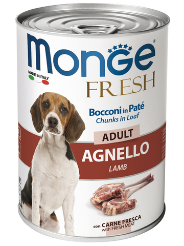 Monge Dog Fresh Adult Chunks in Loaf влажный корм для взрослых собак, мясной рулет, ягненок, консервы 400 г