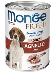 Monge Dog Fresh Adult Chunks in Loaf влажный корм для взрослых собак, мясной рулет, ягненок, консервы 400 г