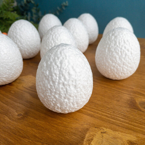 №2 Яйца пасхальные, Белые, из пенопласта, размер 7*5,5 см, набор 12 штук.