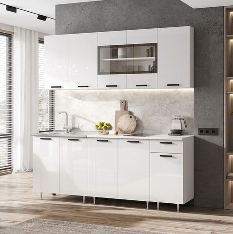 ЛДСП Кухня Рио NEW 2,0м (490) (Белый глянец, Белый (Антарес))