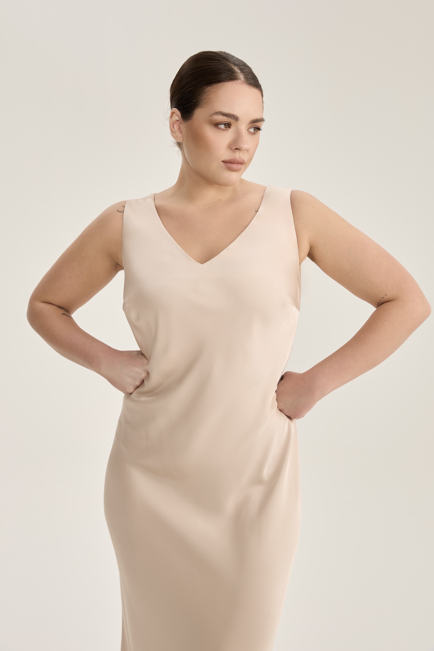 Комбинация на широких бретелях, светло-бежевый