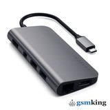 Satechi Aluminum Type-C Multimedia Adapter (Type-C to 3 x USB 3.0 ports + HDMI + Mini-DisplayPort 4K + Gigabit Ethernet + Micro SD card) Space Gray ST-TCMM8PAM