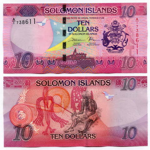 Банкнота Соломоновы острова 10 долларов 2017 год. UNC