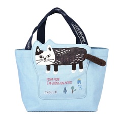 Компактная женская сумка мини (тоут) с кошкой MATILDAsan, на молнии, нежно-голубая, 25-8027-2, KUSUGURU