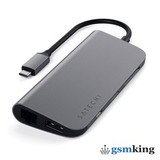 Satechi Aluminum Type-C Multimedia Adapter (Type-C to 3 x USB 3.0 ports + HDMI + Mini-DisplayPort 4K + Gigabit Ethernet + Micro SD card) Space Gray ST-TCMM8PAM