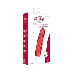 Красный вибратор с рёбрышками Mr. Big Intense - 18,4 см. - 