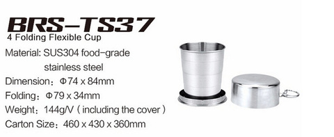 Портативный складной стакан из нержавеющей стали BRS-TS37