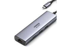 Хаб-USB UGREEN CM512 (90568) USB-C HDMI RJ45 SD PD, серый