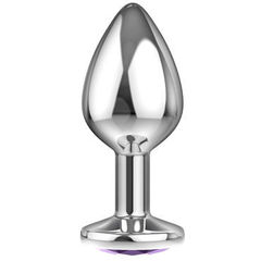 Анальная пробка Lola Toys Diamond Sparkle Large, серебро Фиолетовый цвет