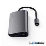 Satechi Aluminum Type-C Multimedia Adapter (Type-C to 3 x USB 3.0 ports + HDMI + Mini-DisplayPort 4K + Gigabit Ethernet + Micro SD card) Space Gray ST-TCMM8PAM