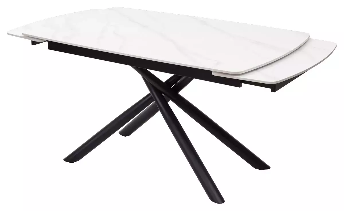 Стол RIVOLI 140 MATT WHITE MARBLE SOLID CERAMIC / BLACK, DISAUR