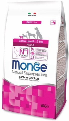 Monge Dog Extra Small корм для взрослых собак миниатюрных пород с курицей 800г