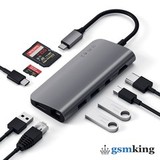 Satechi Aluminum Type-C Multimedia Adapter (Type-C to 3 x USB 3.0 ports + HDMI + Mini-DisplayPort 4K + Gigabit Ethernet + Micro SD card) Space Gray ST-TCMM8PAM