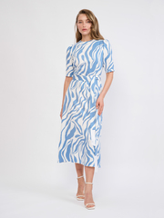 ГОЛУБОЕ ПЛАТЬЕ С ПРИНТОМ ЗЕБРА
