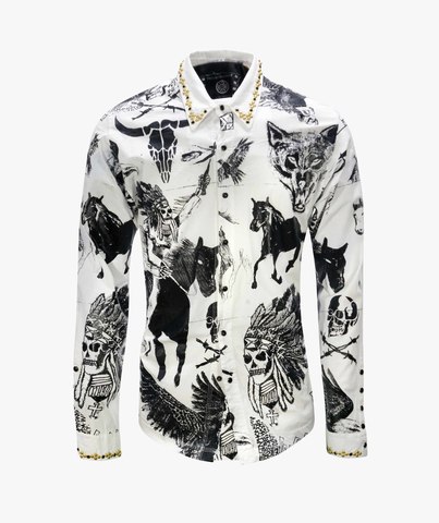 The Saints Sinphony | Рубашка мужская MULTI IMAGE WASH WHITE TS3441