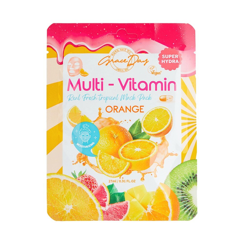 Тканевая маска c экстрактом апельсина Grace Day Multi-Vitamin Orange Mask  Pack - купить по выгодной цене | Beauty Patches - патчи, маски, сыворотки