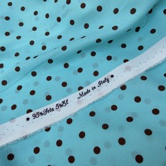 итальянский шелк бирюзового цвета в горох