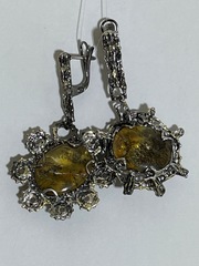 Кварц дендро (серьги из серебра)