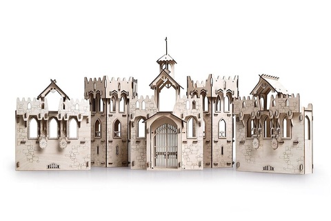 Большой Рыцарский Замок от Леммо - Деревянный конструктор, сборная модель, 3D пазл, для детей, средневековье