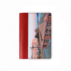 Обложка на паспорт комбинированная "Биробиджан набережная", красная
