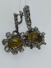 Кварц дендро (серьги из серебра)