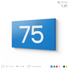 Табличка с номером 75 на дверь квартиры, для офиса, кабинета, аудитории, склада, голубая 120х70 мм, Айдентика Технолоджи