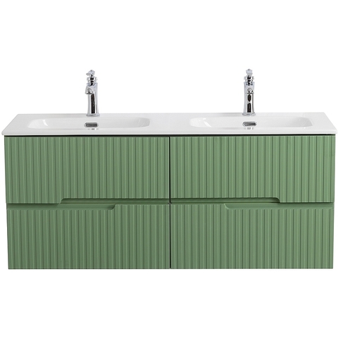 Cezares DUET-N-1200-4C-SO-2-PS-P DUET-N База под раковину подвесная с четырьмя выкатными ящиками для раковины с двумя чашами, Фисташковый Софт, 1200x457x500