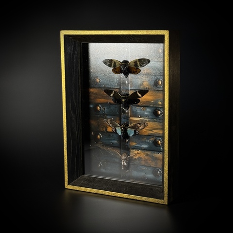 Цикады в винтажной дубовой раме