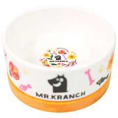 Миска Mr.Kranch Bamboo 340 мл Цветы Прованса керамическая на бамбуковой подставке, розовая