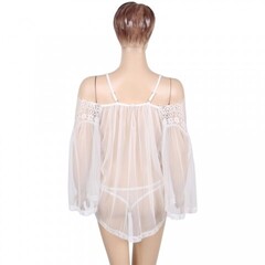 Прозрачная туника с цветочным принтом белая (размер XS-S)