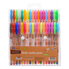 
          Ручка гелевая, Basir, цветные чернила, серия "Капибара", с блёстками, 36 шт