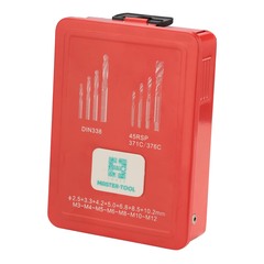 Набор метчиков машинных M3 -M12 HSSE-TiN DIN371/376 (C/2,5P, R45, + сверла) 14пр H-Tools 245052THT