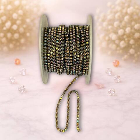 стразовая цепочка ,2мм ,цвет голограмма серый (1метр)