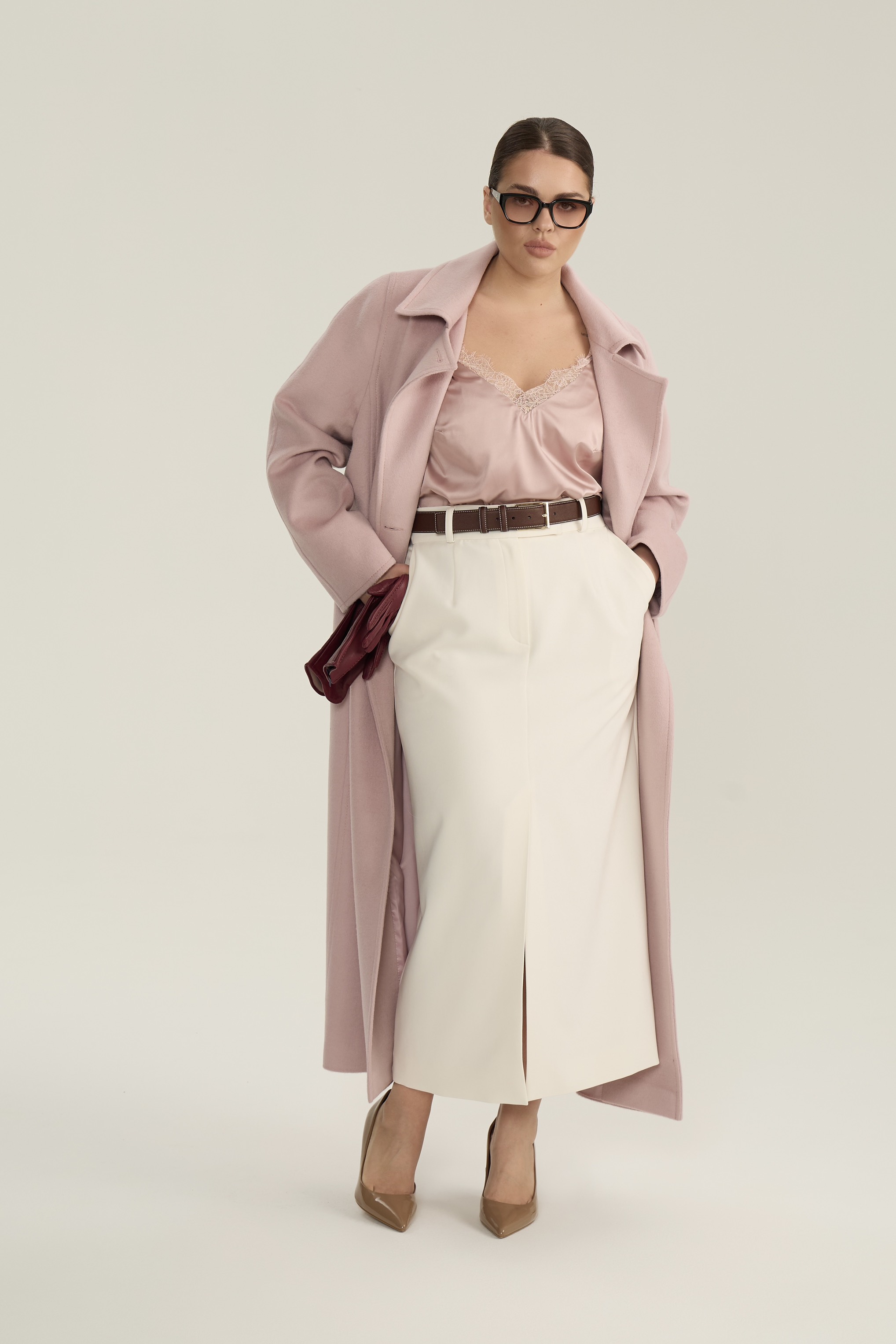 Юбка макси со шлицей, молочный