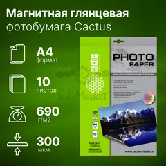 Фотобумага Cactus CS-MGA469010 A4/690г/м2/10л./белый глянцевое/магнитный слой для струйной печати — фото 6