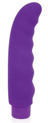 Фиолетовый изогнутый ребристый вибромассажер - 15 см. - Cosmo COSMO CSM-23092