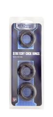 Набор из 3 чёрных эрекционных колец MENZSTUFF STRETCHY COCK RINGS - 