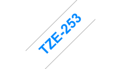Ламинированная лента для наклеек Brother TZe-253 - ширина 24 мм, синий шрифт на белом фоне