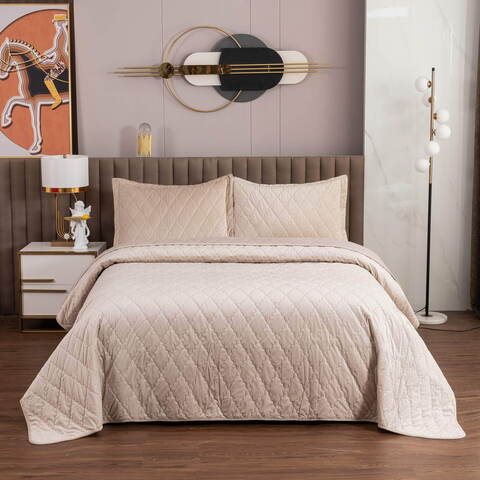 Покрывало 160х220 и наволочка 50x70 Sofi De MarkO Деметра светло-бежевое