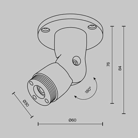 Шарнирное основание для накладного монтажа системы без ввода питания Maytoni SHELF C027CS-B